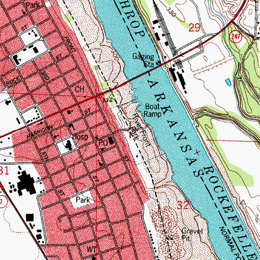 Topographic Map of River Front Park, AR
