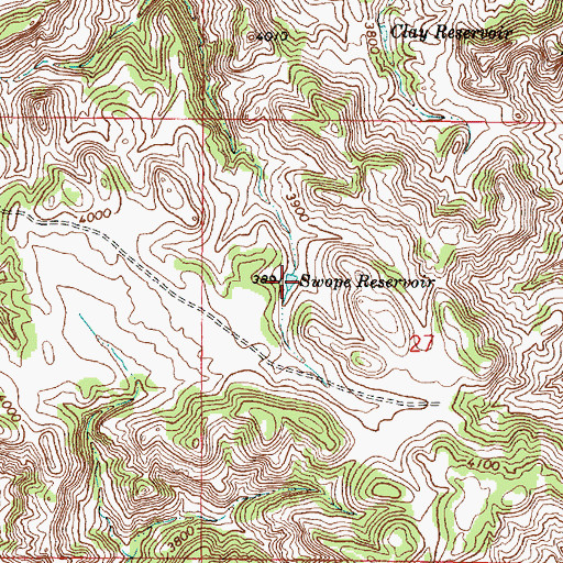 Topographic Map of Swope Reservoir, MT