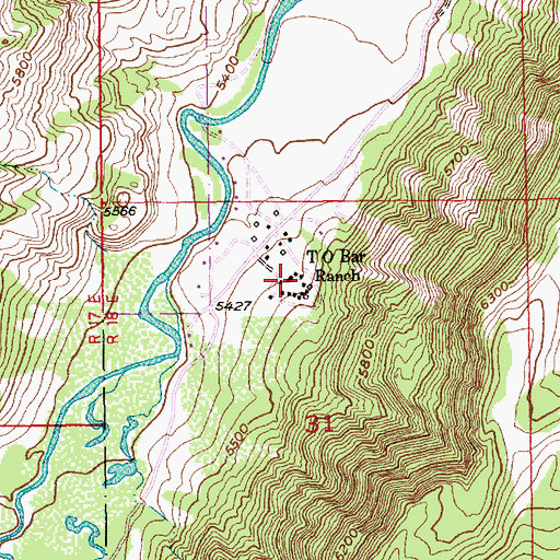 Topographic Map of T O Bar Ranch, MT