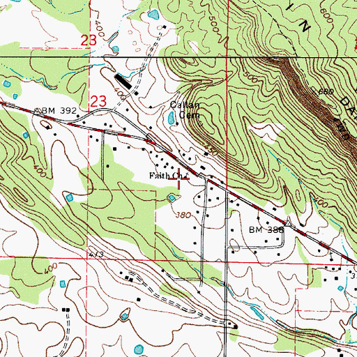 Topographic Map of Faith Church, AR