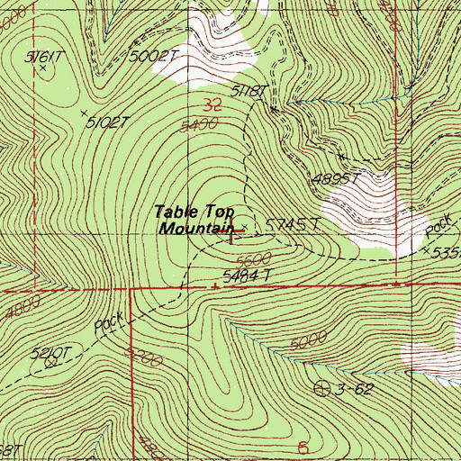 Topographic Map of Table Top Mountain, MT