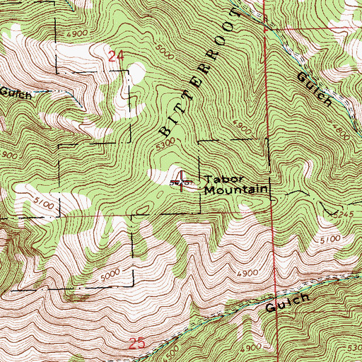 Topographic Map of Tabor Mountain, MT