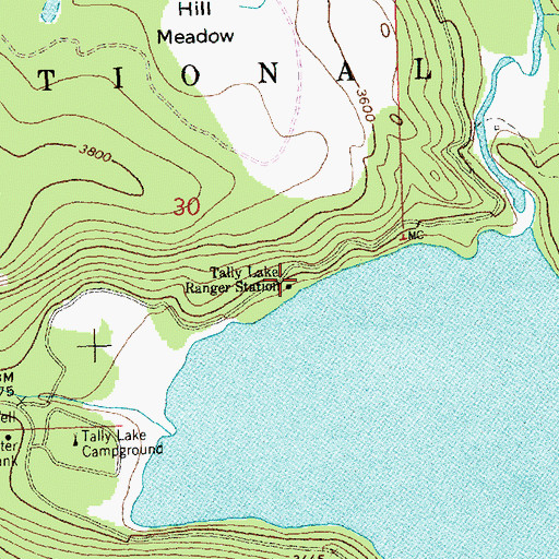 Topographic Map of Tally Lake Ranger Station, MT