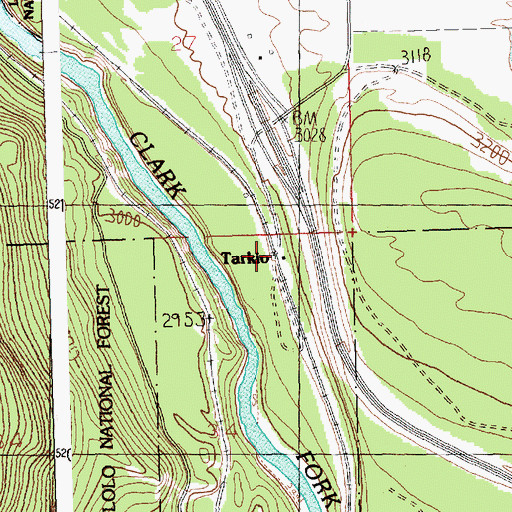 Topographic Map of Tarkio, MT