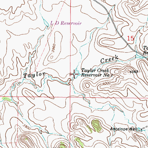 Topographic Map of Taylor Creek Reservoir Number One, MT