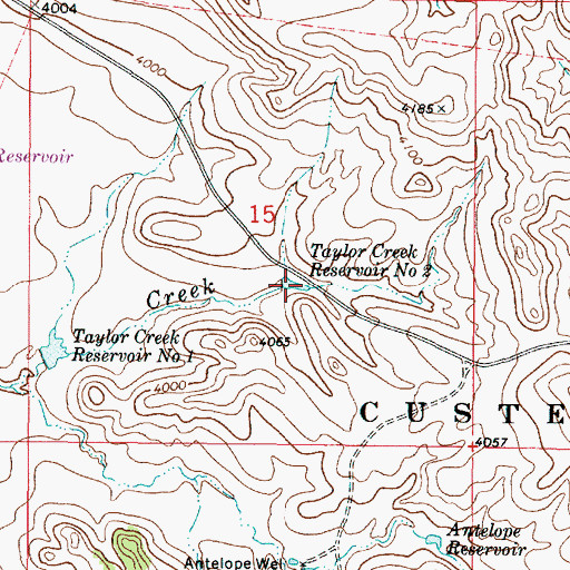 Topographic Map of Taylor Creek Reservoir Number Two, MT