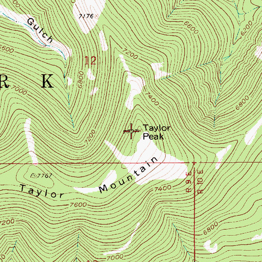 Topographic Map of Taylor Peak, MT