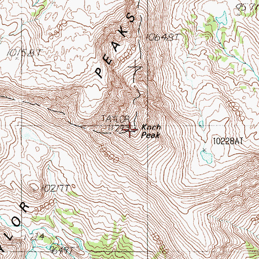 Topographic Map of Taylor Peaks, MT