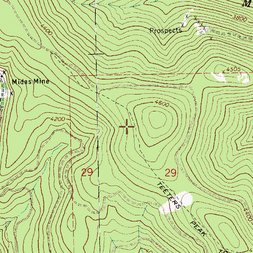 Topographic Map of Teeters Peak Trail, MT