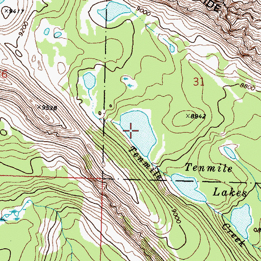Topographic Map of Tenmile Lakes, MT