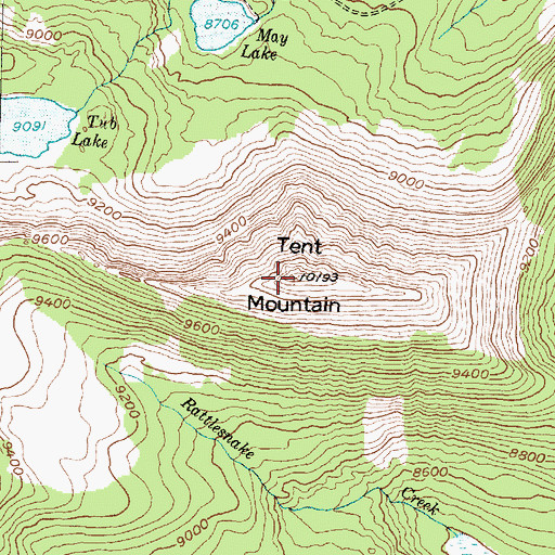 Topographic Map of Tent Mountain, MT
