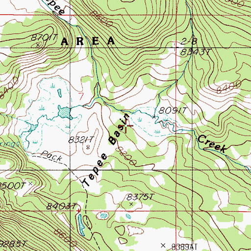 Topographic Map of Tepee Basin, MT