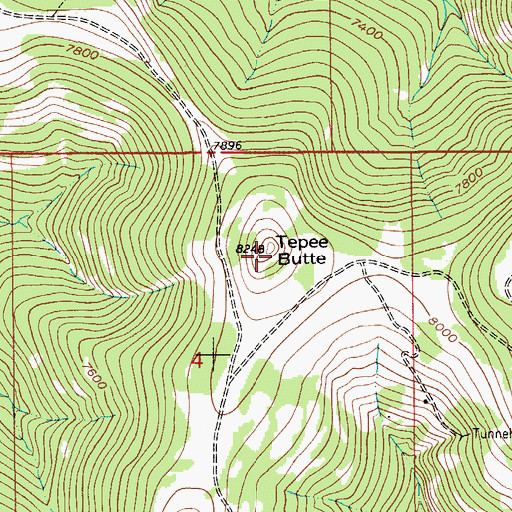 Topographic Map of Tepee Butte, MT