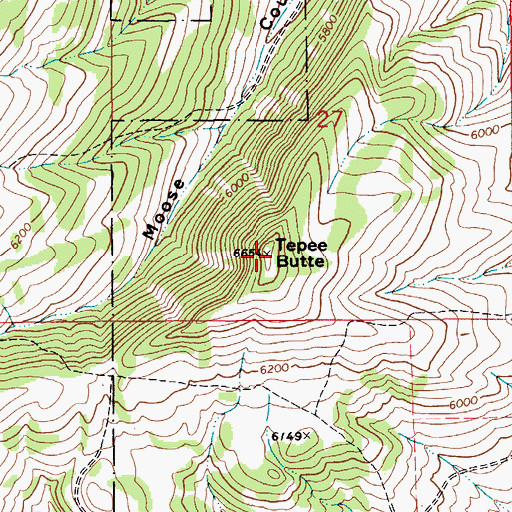 Topographic Map of Tepee Butte, MT