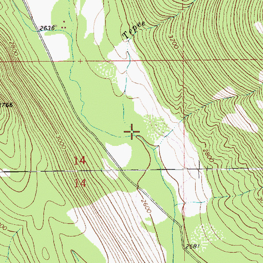 Topographic Map of Tepee Creek, MT