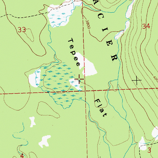 Topographic Map of Tepee Flat, MT