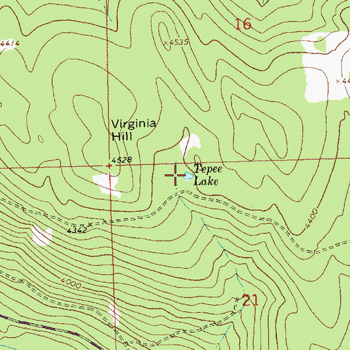 Topographic Map of Tepee Lake, MT