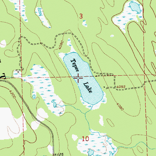 Topographic Map of Tepee Lake, MT