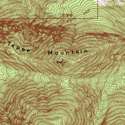 Topographic Map of Tepee Mountain, MT