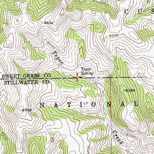 Topographic Map of Tepee Spring, MT