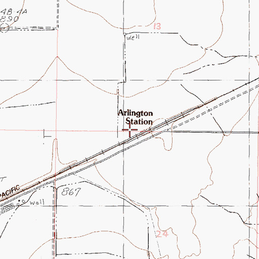 Topographic Map of Arlington Station, AZ