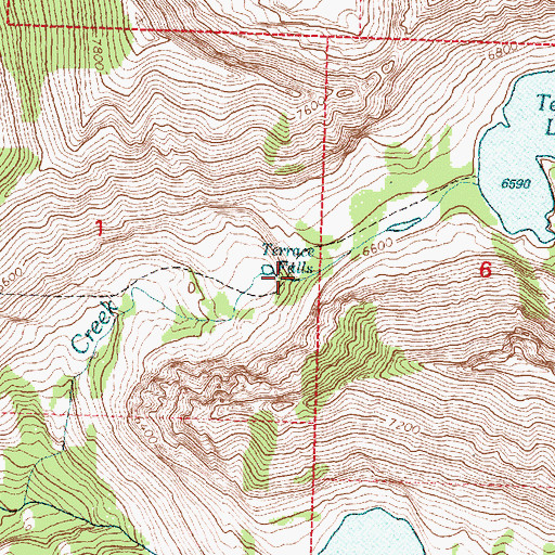 Topographic Map of Terrace Falls, MT