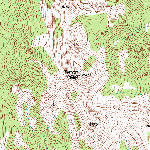 Topographic Map of Teton Peak, MT