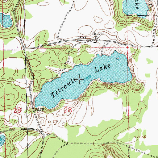 Topographic Map of Tetrault Lake, MT