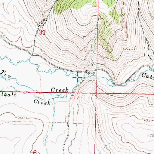 Topographic Map of Tex Creek, MT