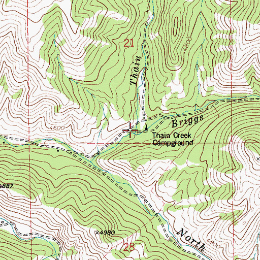 Topographic Map of Thain Creek, MT