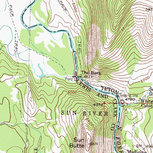 Topographic Map of The Bars, MT