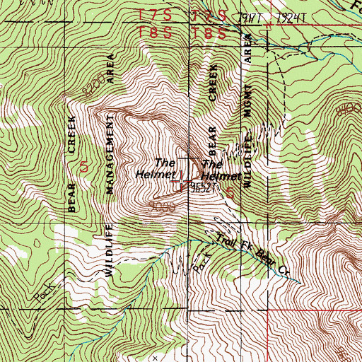 Topographic Map of The Helmet, MT