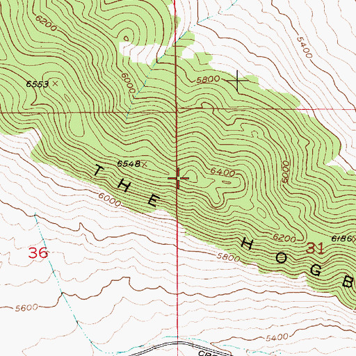 Topographic Map of The Hogback, MT