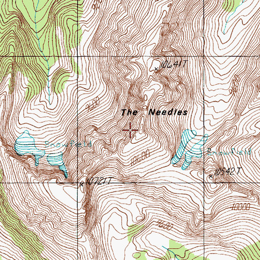 Topographic Map of The Needles, MT