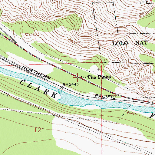 Topographic Map of The Pines, MT
