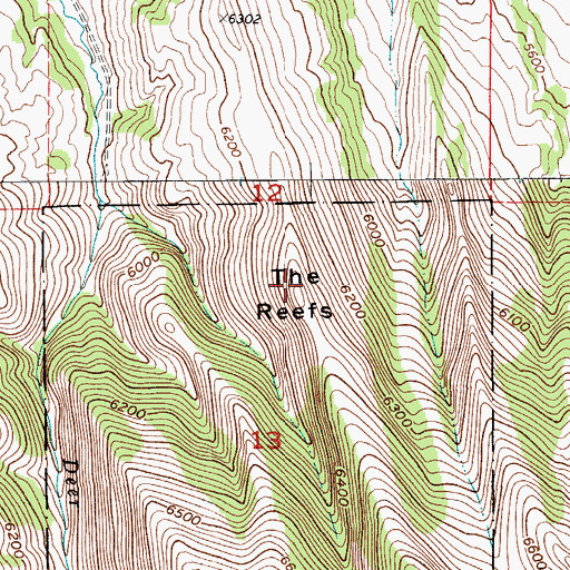 Topographic Map of The Reefs, MT