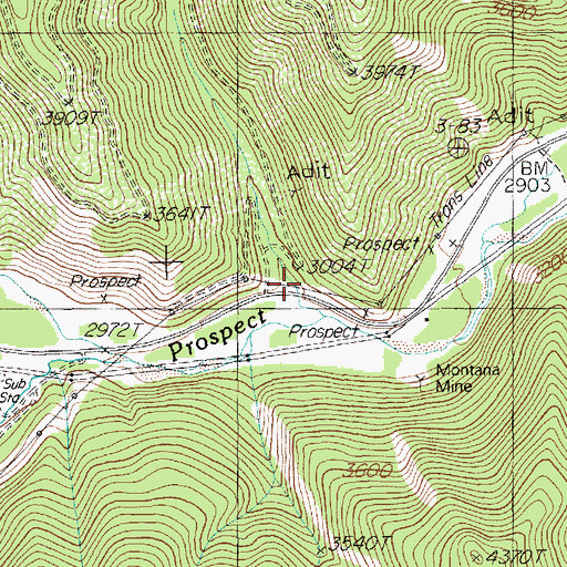 Topographic Map of Therriault Gulch, MT