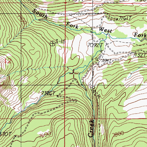 Topographic Map of Third Yellow Mule Creek, MT