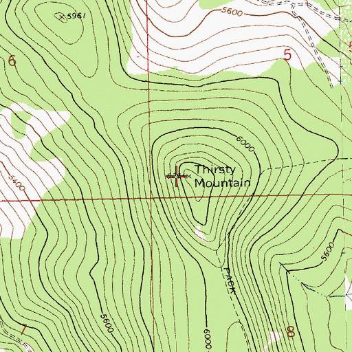 Topographic Map of Thirsty Mountain, MT
