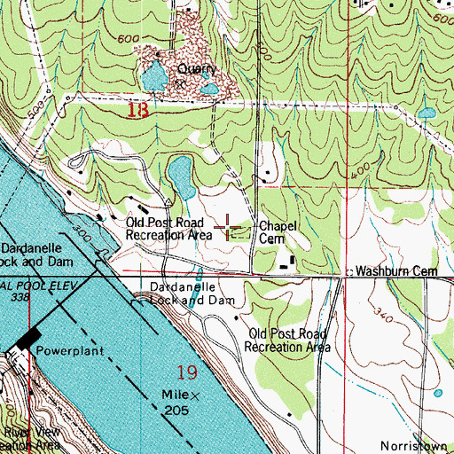 Topographic Map of Chapel Cemetery, AR