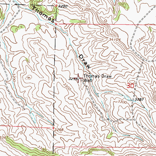 Topographic Map of Thomas Draw Well, MT