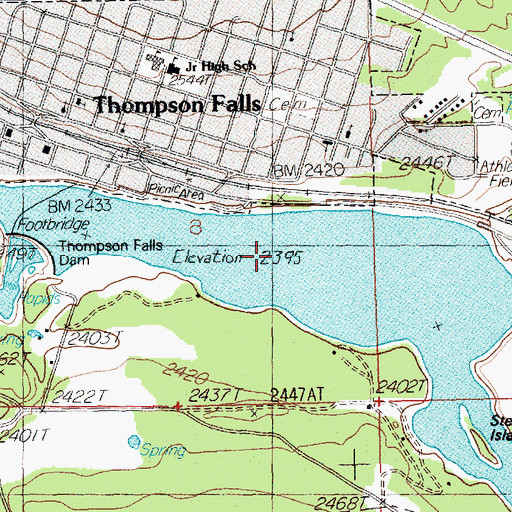 Topographic Map of Thompson Falls Reservoir, MT