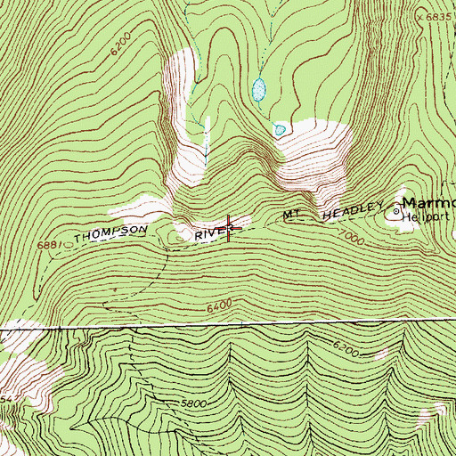 Topographic Map of Thompson River Mount Headley Trail, MT