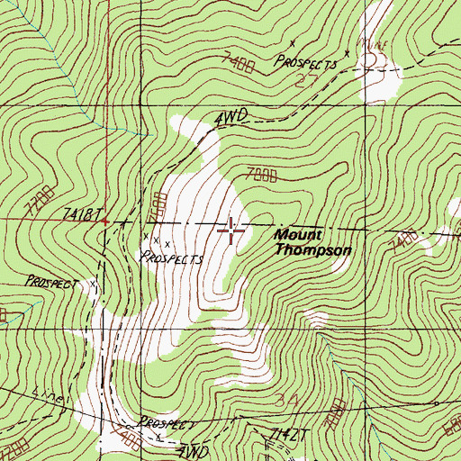 Topographic Map of Mount Thompson, MT