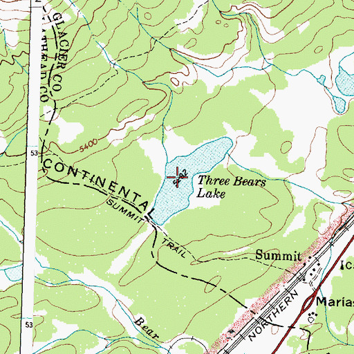 Topographic Map of Three Bears Lake, MT