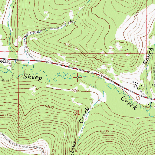 Topographic Map of Three Cabins Creek, MT