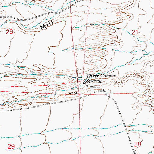 Topographic Map of Three Corner Spring, MT