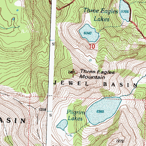 Topographic Map of Three Eagles Mountain, MT