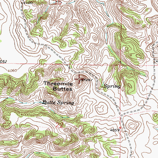 Topographic Map of Threemile Buttes, MT