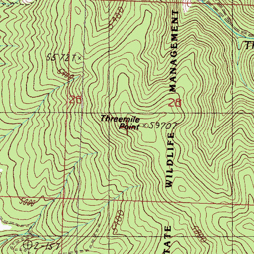 Topographic Map of Threemile Point, MT